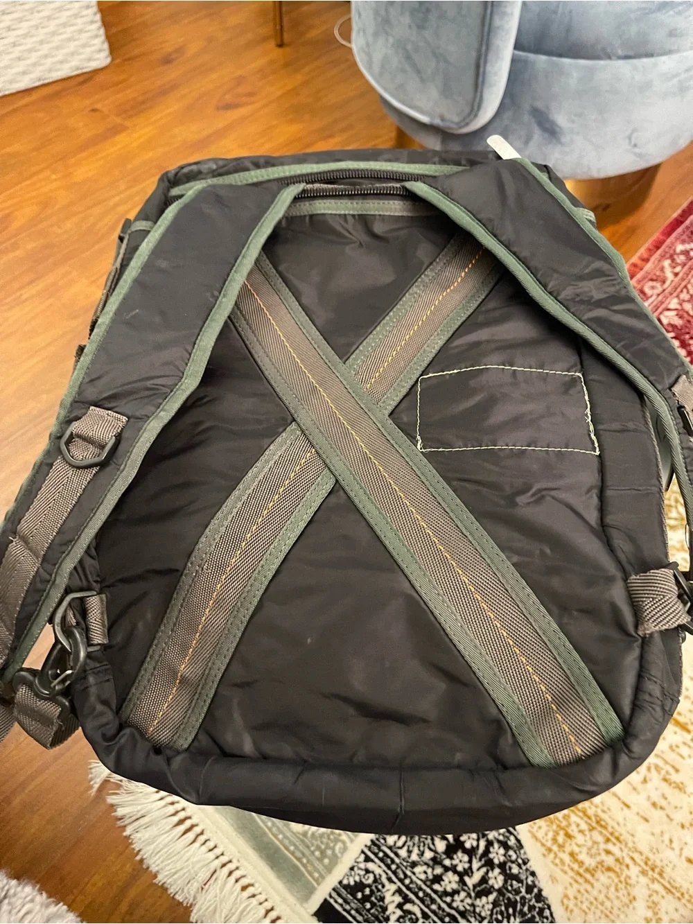 U.S. Polo Assn. Black and Olive Men’s Canvas Backpack with Brown Trim